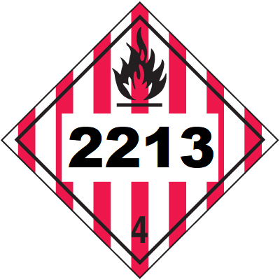 UN 2213 Hazmat Placard, Class 4, Vinyl