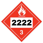 UN 2222 Hazmat Placard, Class 3, Tagboard