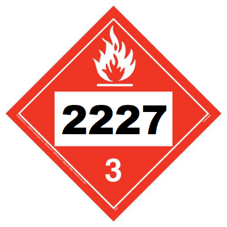 UN 2227 Hazmat Placard, Class 3, Vinyl