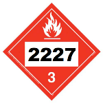 UN 2227 Hazmat Placard, Class 3, Tagboard