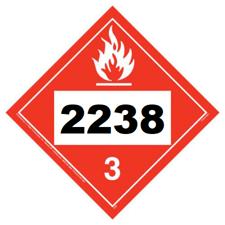 UN 2238 Hazmat Placard, Class 3, Tagboard