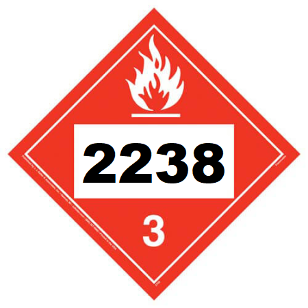 UN 2238 Hazmat Placard, Class 3, Vinyl