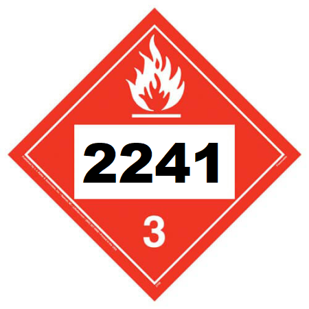 UN 2241 Hazmat Placard, Class 3, Tagboard