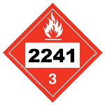 UN 2241 Hazmat Placard, Class 3, Tagboard