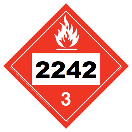 UN 2242 Hazmat Placard, Class 3, Tagboard
