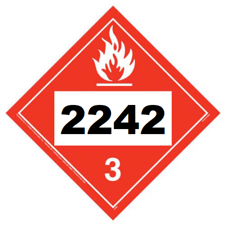 UN 2242 Hazmat Placard, Class 3, Vinyl