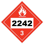 UN 2242 Hazmat Placard, Class 3, Tagboard