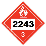 UN 2243 Hazmat Placard, Class 3, Tagboard