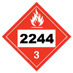 UN 2244 Hazmat Placard, Class 3, Tagboard