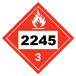 UN 2245 Hazmat Placard, Clas 3, Tagboard