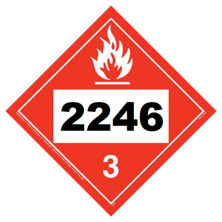 UN 2246 Hazmat Placard, Class 3, Tagboard