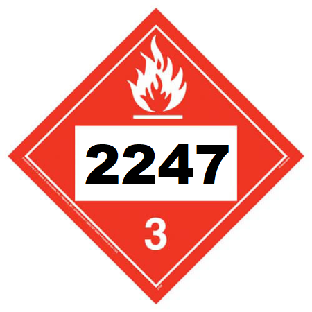 UN 2247 Hazmat Placard, Class 3, Tagboard