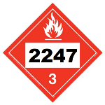 UN 2247 Hazmat Placard, Class 3, Tagboard