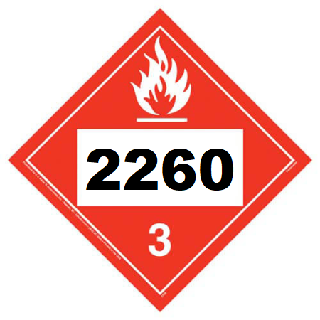 UN 2260 Hazmat Placard, Class 3, Tagboard