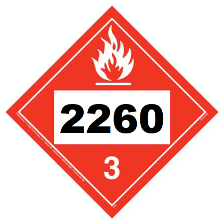 UN 2260 Hazmat Placard, Class 3, Vinyl