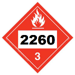 UN 2260 Hazmat Placard, Class 3, Tagboard