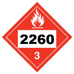 UN 2260 Hazmat Placard, Class 3, Vinyl