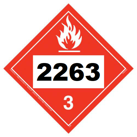 UN 2263 Hazmat Placard, Class 3, Tagboard