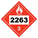 UN 2263 Hazmat Placard, Class 3, Vinyl