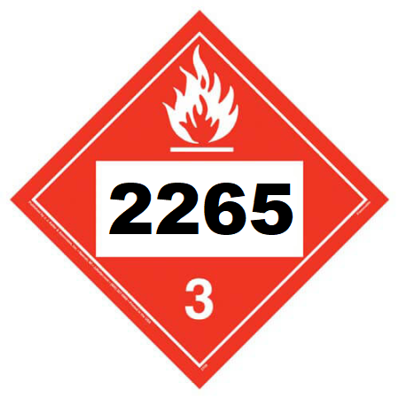 UN 2265 Hazmat Placard, Class 3, Tagboard