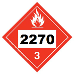 UN 2270 hazmat Placard, Class 3, Vinyl