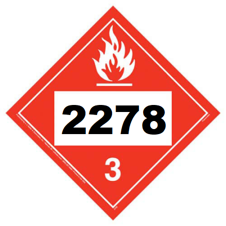 UN 2278 Hazmat Placard, Class 3, Tagboard