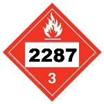 UN 2287 Hazmat Placard, Class 3, Tagboard