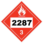 UN 2287 Hazmat Placard, Class 3, Vinyl