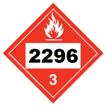 UN 2296 Hazmat Placard, Class 3, Vinyl