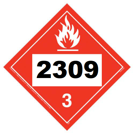 UN 2309 Hazmat Placard, Class 3, Tagboard