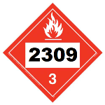 UN 2309 Hazmat Placard, Class 3, Tagboard