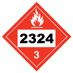 UN 2324 Hazmat Placard, Class 3, Tagboard