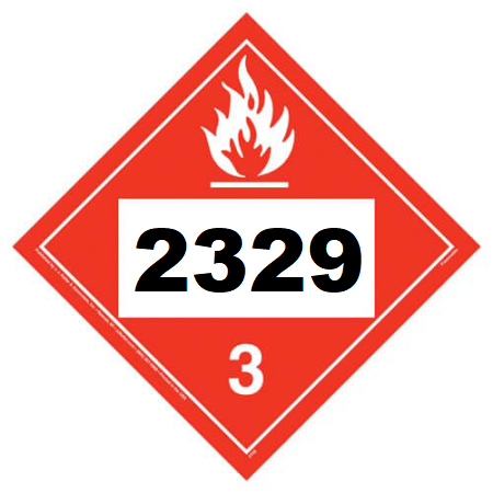 UN 2329 Hazmat Placard, Class 3, Tagboard
