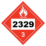 UN 2329 Hazmat Placard, Class 3, Tagboard