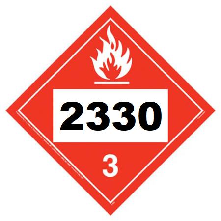 UN 2330 Hazmat Placard, Class 3, Vinyl