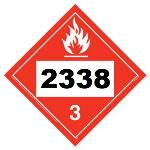 UN 2338 Hazmat Placard, Class 3, Vinyl