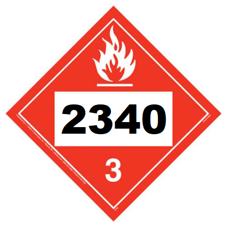 UN 2340 hazmat Placard, Class 3, Vinyl