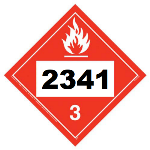 UN 2341 Hazmat Placard, Class 3, Vinyl