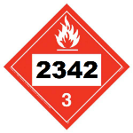 UN 2342 Hazmat Placard, Class 3, Vinyl