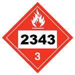 UN 2343 Hazmat Placard, Class 3, Tagboard