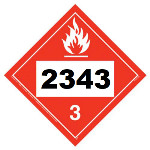 UN 2343 Hazmat Placard, Class 3, Vinyl