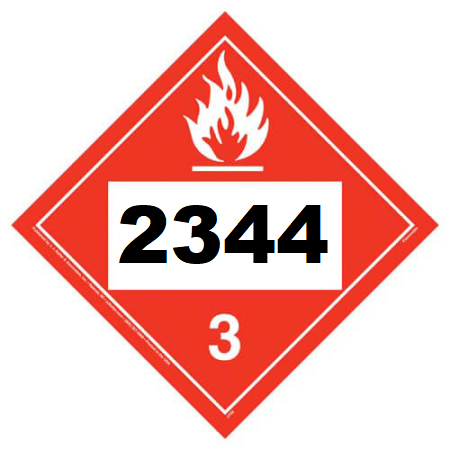 UN 2344 Hazmat Placard, Class 3, Tagboard