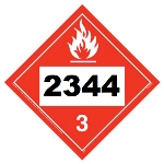 UN 2344 Hazmat Placard, Class 3, Tagboard