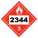 UN 2344 Hazmat Placard, Class 3, Vinyl