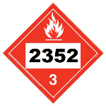 UN 2352 Hazmat Placard, Class 3, Tagboard