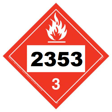 UN 2353 Hazmat Placard, Class 3, Vinyl