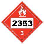 UN 2353 Hazmat Placard, Class 3, Vinyl