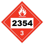 UN 2354 Hazmat Placard, Class 3, Tagboard