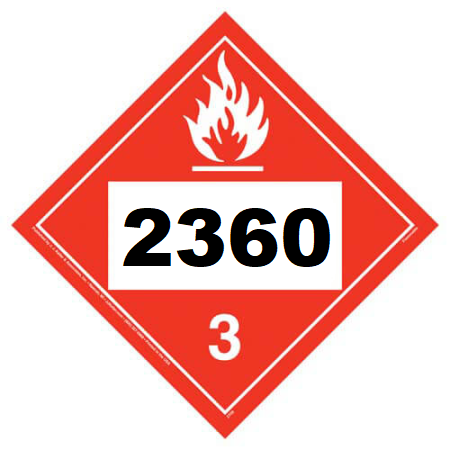 UN 2360 Hazmat Placard, Class 3, Tagboard