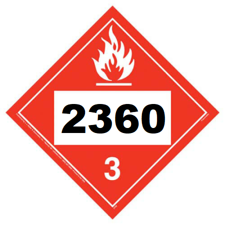 UN 2360 Hazmat Placard, Class 3, Vinyl